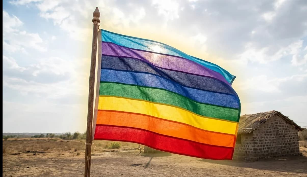 Seven-colored rainbow flag