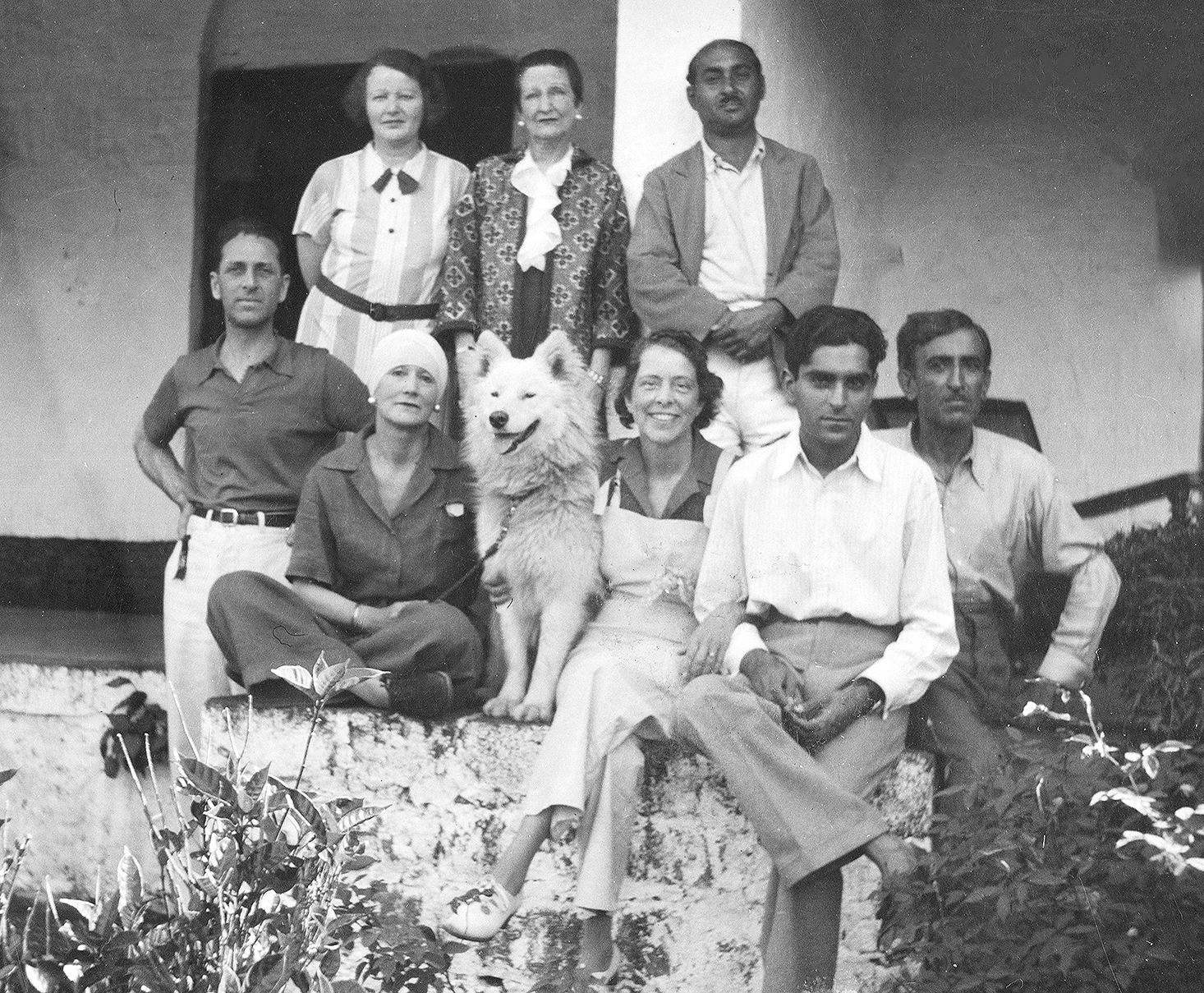 Igatpuri, December 1936 standing: Elizabeth, Nonny, Kaka front: Malcolm, Norina, Canute the dog, Jean Adriel, Adi Jr., Chanji