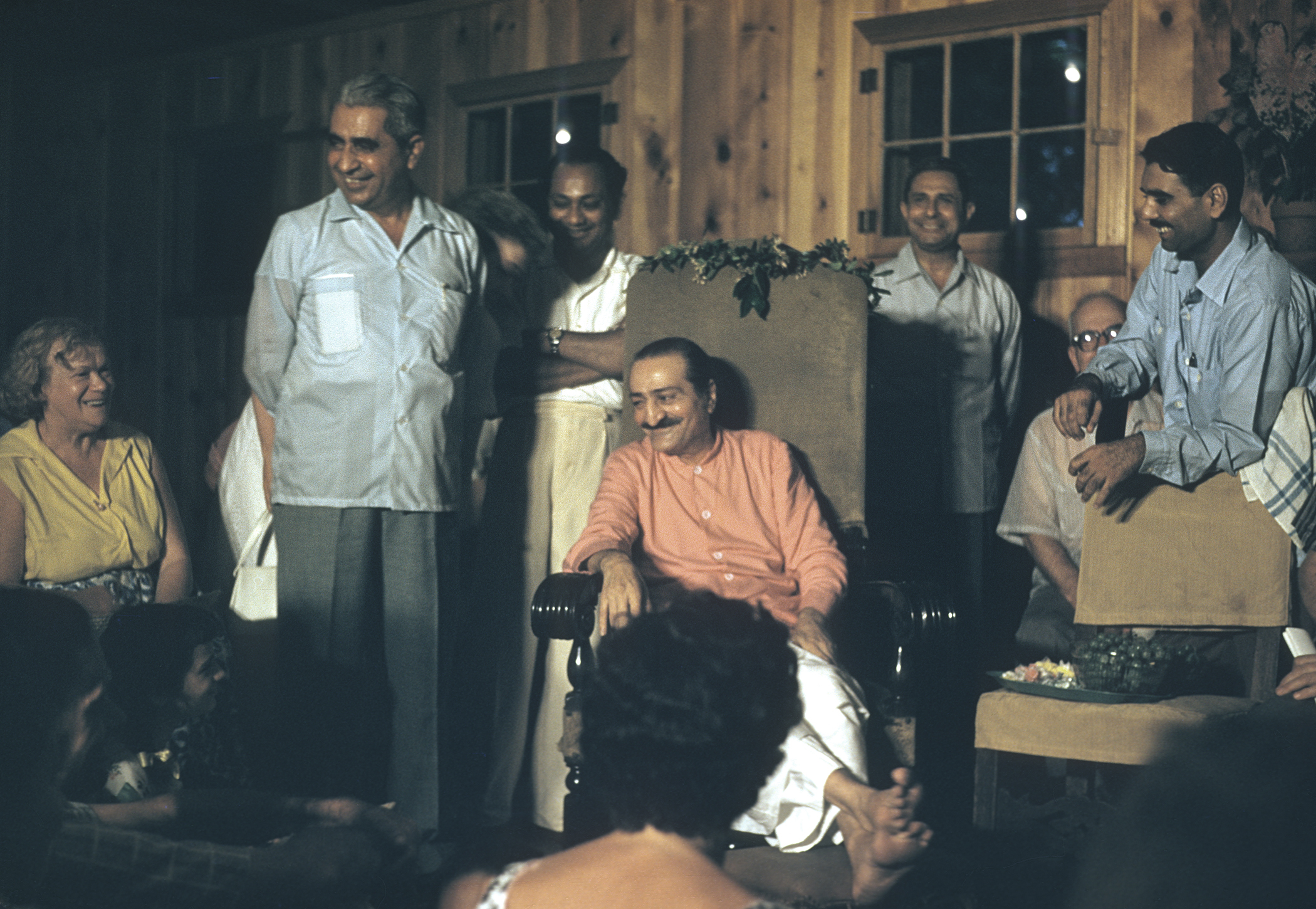 inside the Barn, July 1956 Adi, Sr., Nilu, Meherjee, Ben Hayman, Eruch