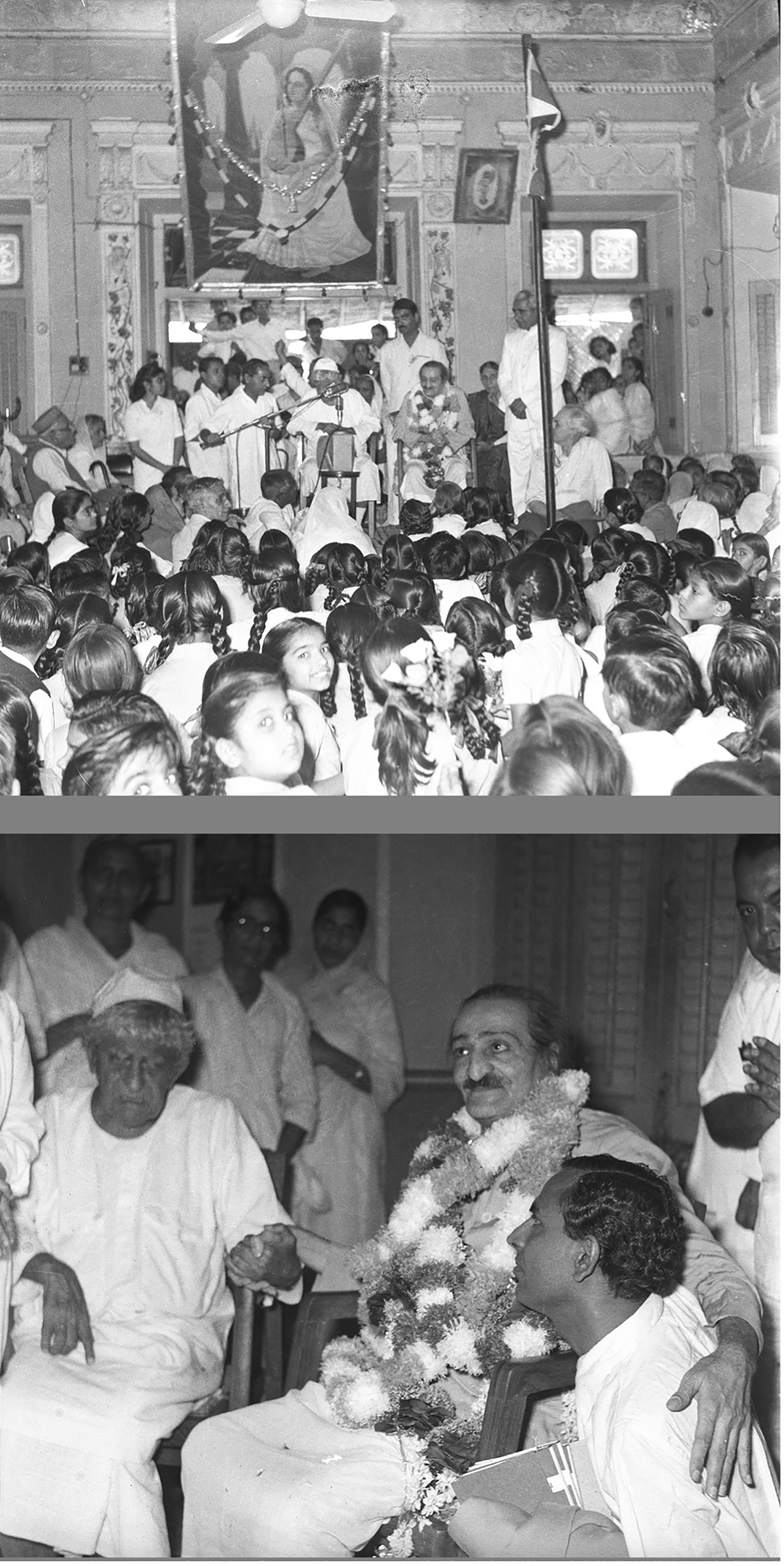 St. Mira High School, Poona, 23 March 1957 bottom: Sadhu Vaswani and his nephew and chief disciple Jashan Vaswani