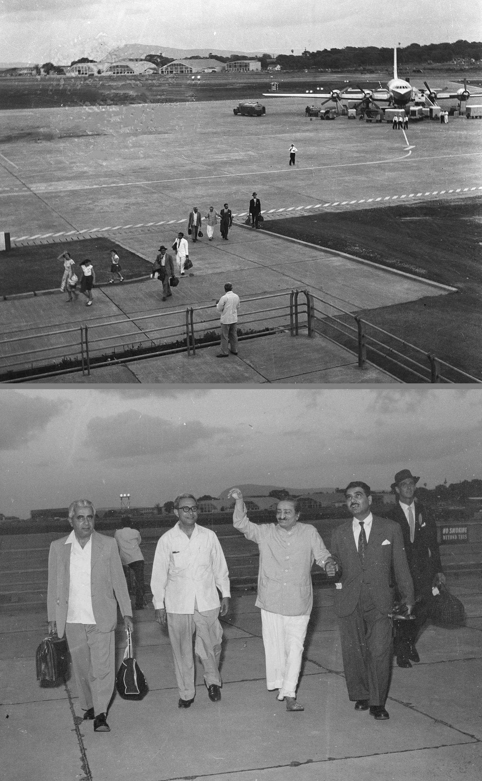 봄베이 공항, 1958년 6월 8일; 아디 시니어, 메허지, 에루치, 돈킨