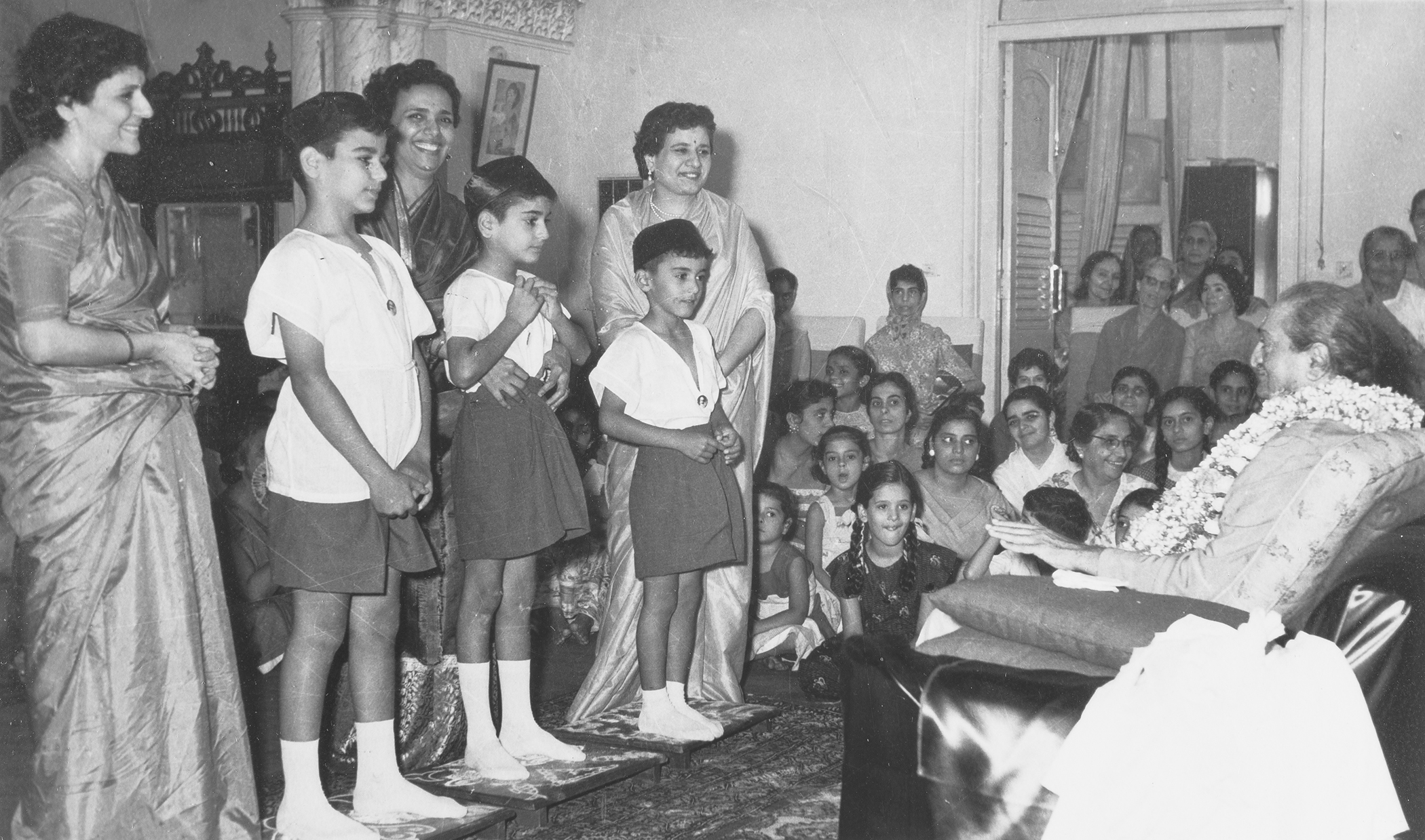 navjot ceremony of Mistry boys, Guruprasad, 16 May 1963 Roda & Merwan Mistry, Arnavaz, Sarosh & Falu Mistry, Nargis Dadachanji Mehera, Rano, Khorshed, Mani (watching from their bedroom)